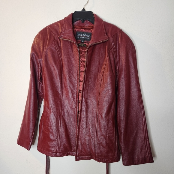 Wilsons Leather Womens Medium Red Motorcycle Jacket with Vest - Picture 1 of 15